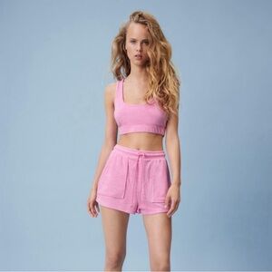 Zara Terry Cloth Set in Pink. Top size small. Bottom size small.